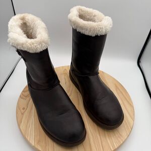 Airwalk Winter Boots Womens 10 Brown Faux Leather Fur Lined Preppy Toggle